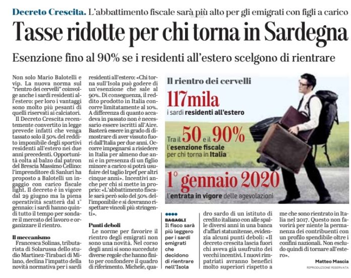 tasse ridotte sardegna Tasse ridotte per emigrati