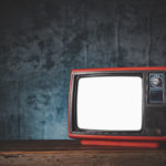 still life with Retro old red TV.